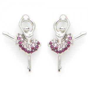 5500 Pink Crystal Ballerina Earrings