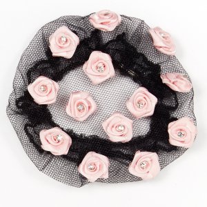 2110 Satin Roses With Stones Bun Cover