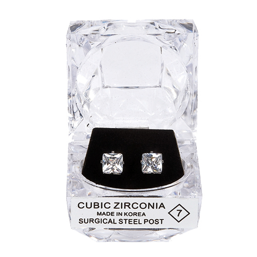 2716 Square CZ Post Earrings - Click Image to Close