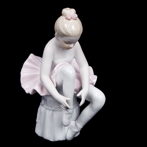 6018C Ceramic Ballerina Figurines (Lacing Slipper Pose) - Click Image to Close