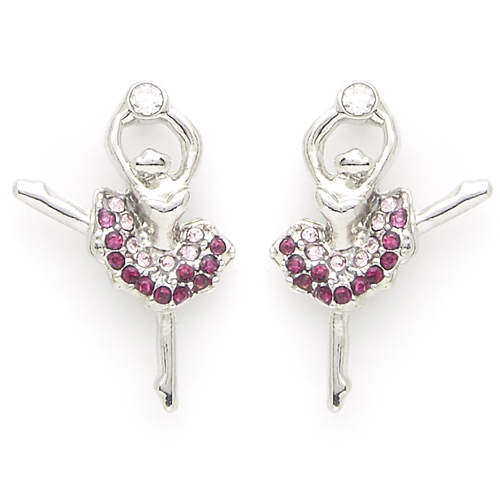 5500 Pink Crystal Ballerina Earrings - Click Image to Close
