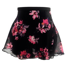 4491BF Ladies 12" Black Floral Chiffon Wrap