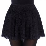 4566Bk Ladies Black Velour Pull On Skirt