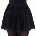 4566Bk Ladies Black Velour Pull On Skirt