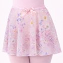 4532PF Girls Pink Flocked Floral Pull On Skirt