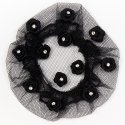 2110Bk Satin Roses Bun Cover (Black Only) 2110Bk Satin Roses Bun Cover (Black Only)