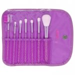 2458B Purple Glitter Make Up Brush Set w Pouch