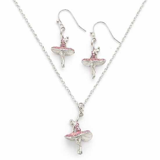 5501 3D Ballerina Necklace/Earring Set - Click Image to Close