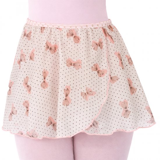 4432PB Girls Pink/Brown Bow Print Mock Wrap - Click Image to Close