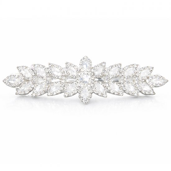 2738 Rhinestone Flower Barrette - Click Image to Close