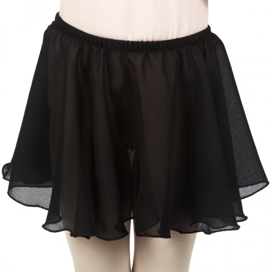 4430Bk Girls Georgette Pull On Skirt (Black) - Click Image to Close