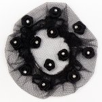 2110Bk Satin Roses Bun Cover (Black Only)