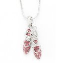 2776Pk Pink Stone Ballet Slipper Necklace