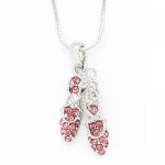 2776Pk Pink Stone Ballet Slipper Necklace