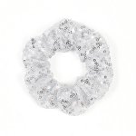 2307Sr Sequin Scrunchie (Silver) Set of 4