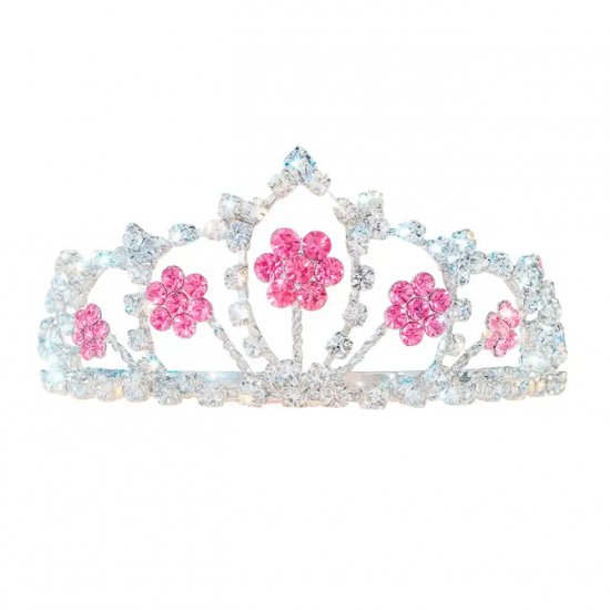 5122 Fuchsia Stone Flower Tiara - Click Image to Close