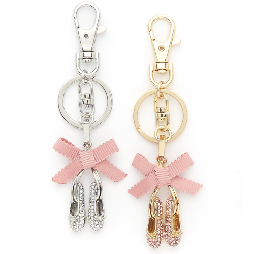 2826 Ballet Shoe Keychain w Bow - Click Image to Close