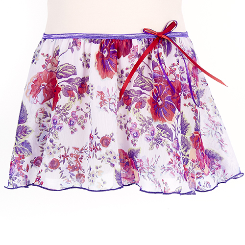 4331RP Girls Red/Purple Poppies Pull On Skirt - Click Image to Close