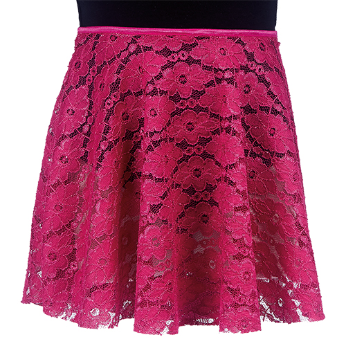 4531Fu Girls Fuchsia Lace Pull On Skirt - Click Image to Close