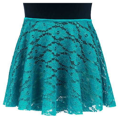 4531Tl Girls Teal Lace Pull On Skirt - Click Image to Close