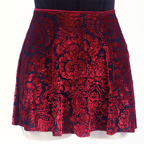 4566Rd Ladies Red Velour Pull On Skirt - Click Image to Close